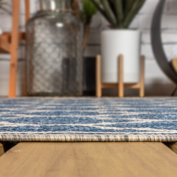 Trebol Moroccan Trellis Textured Weave Indoor/outdoor Runner Rug